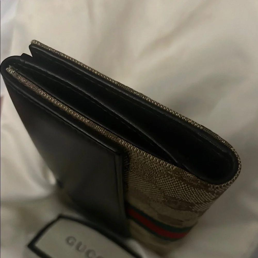 Gucci Beige Monogram Clutch with Black Flap with COA pristine condition